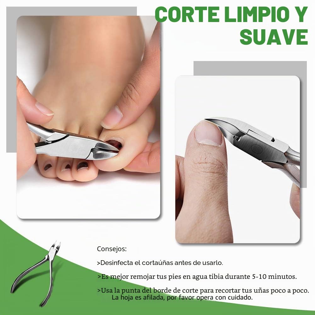 Cortaúñas de precisión BEZOX - Cortaúñas de acero inoxidable con hoja afilada y lisa para uñas gruesas y profundas, y tijeras para uñas de los