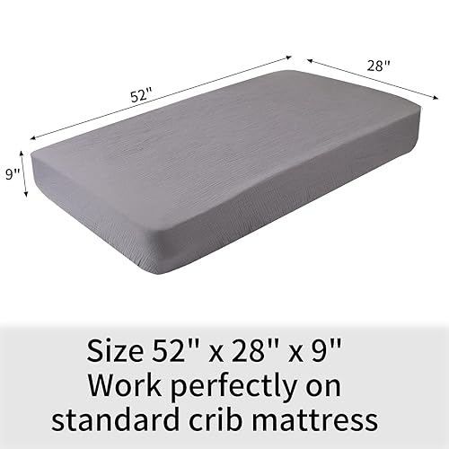 Miniatura 3 de Sábanas de muselina para cuna, suaves, transpirables, 100% algodón, sábanas bajeras estándar de 28 x 52 pulgadas, funda de colchón para cuna de