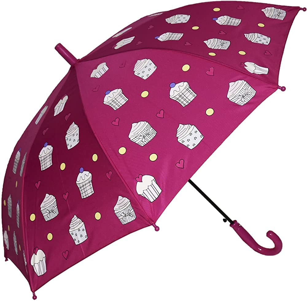 Prisma Collection Dark Pink Color Changing Umbrella for Kids - Rain Umbrella for Girls - Pink Cupcake Pattern - Waterproof, Anti-UV, Lightweight Stick Umbrella-image-41