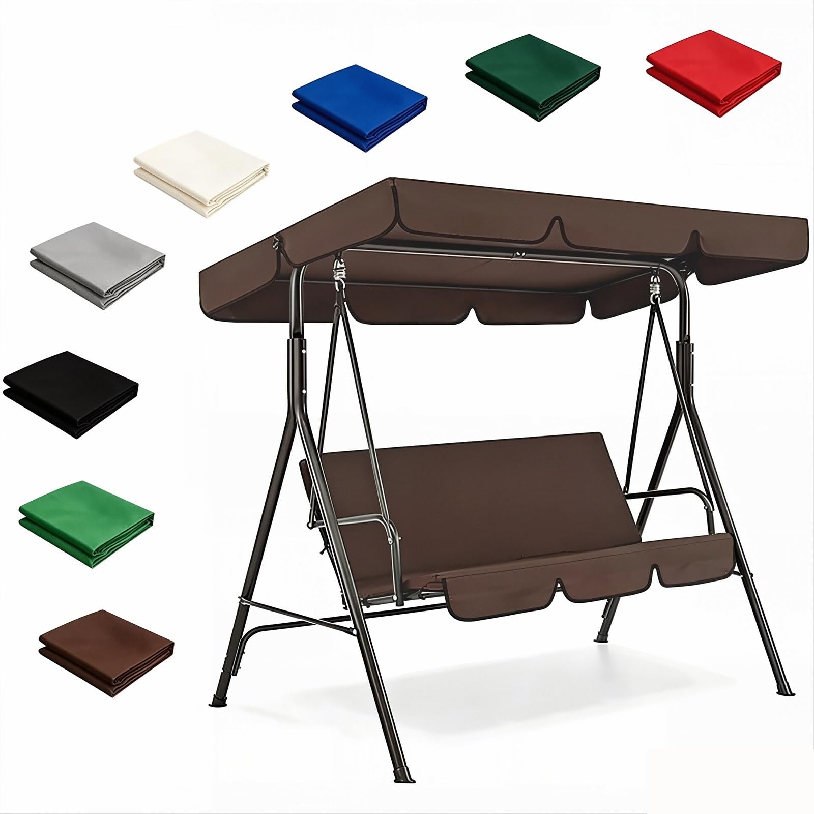 Zhoudong Swing Seat Canopy Cover, Garden Hammock Replacement Cover Rainproof Windproof, Outdoor Patio Sunshade Replacement Top Canopy for 2/3 Seater Swing(Brown,76.7x49.2in)