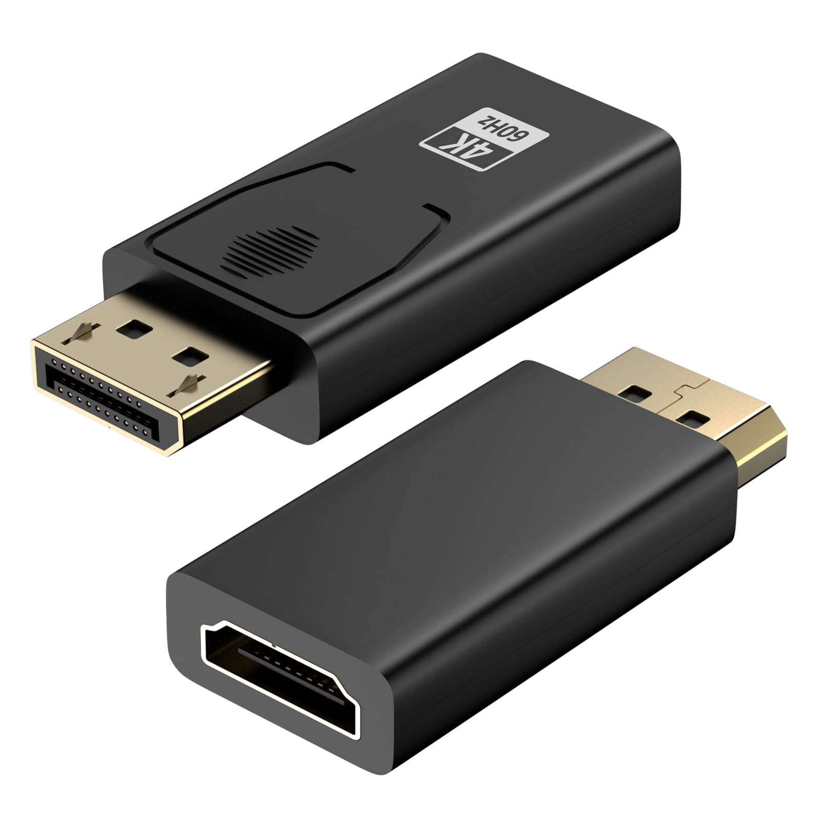 4K Adaptateur Displayport vers HDMI,DisplayPort vers HDMI 4K@60Hz/ 2K@60Hz/ 1080P@120Hz,2 pièces Unidirectionnel display port to hdmi Compatible avec Dell,HP,HDTV,Projecteur,Moniteur, AMD, GPU, NVIDIA