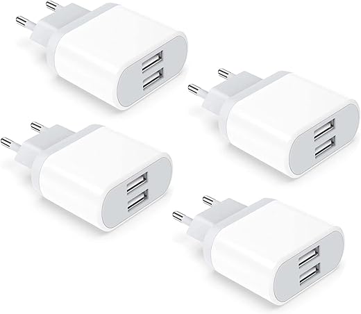 4-Pack Caricatore USB, 2.1A/5V Presa for iPhone 14 13 12 11 Pro...