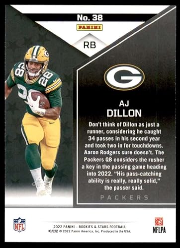 Miniatura 2 de 2022 Panini Rookies and Stars #38 AJ Dillon NM-MT Green Bay Packers Football