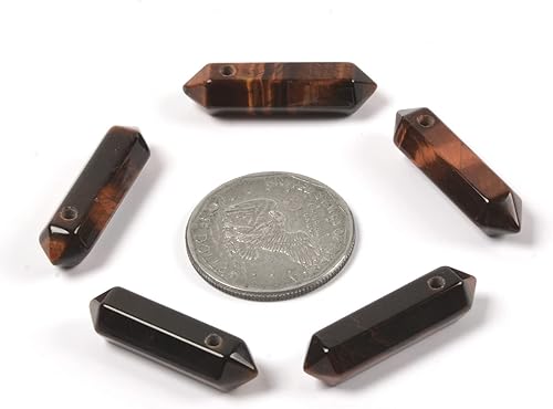 Vista 48 de Cuarzo rosa de 1.28 pulgadas (1.260 in) con piedras preciosas naturales hexagonales para hacer joyas, cuentas de curación de reiki de chakras