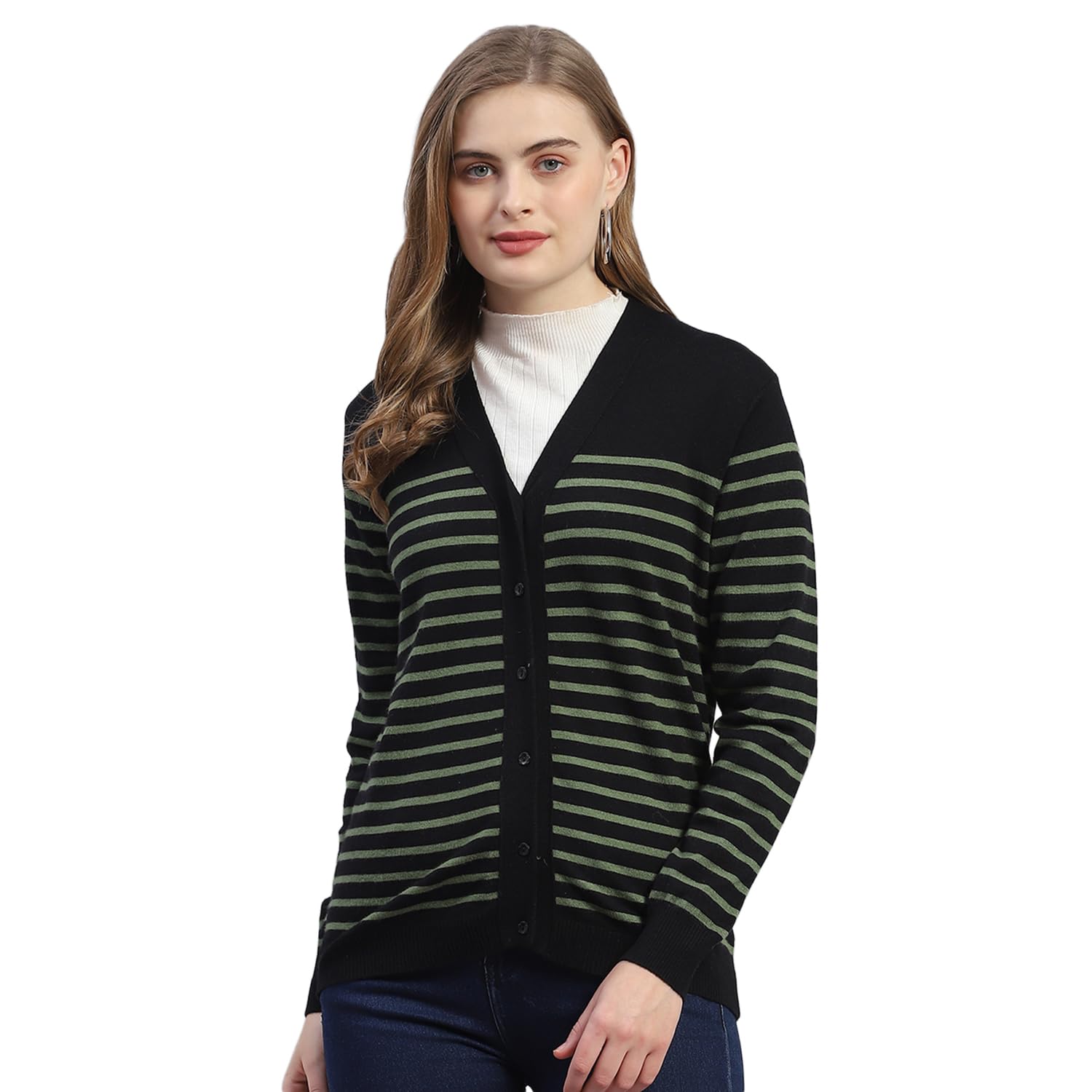 monte carlo Womens Striped V Neck Full Sleeve Wool Blend Casual Sweater (1236881VN)-picture-38