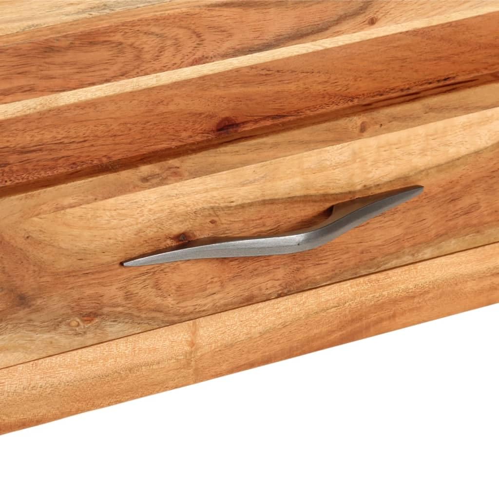 Mesa consola clásica de madera maciza de acacia con 2 cajones y tablero robusto para un almacenamiento elegante y una presentación elegante en el salón