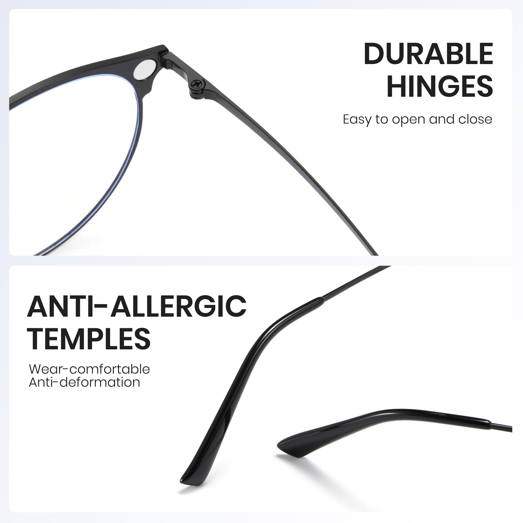Cyxus Brillengestelle mit 5PCS Magnetisch Clip Polarisierte Sonnenbrille Herren Damen Leichtes Edelstahl Rahmen Sonnenbrille UV 400 für Fahren Angeln Reisen P1212