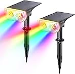 Linkind RGB Halloween Solar Lights Outdoor Waterproof IP67 StarRay Color Changing Spot Lights Outdoor for Yard Garden Pathway Holiday Christmas Decorations (Multicolor, 2 Pack)