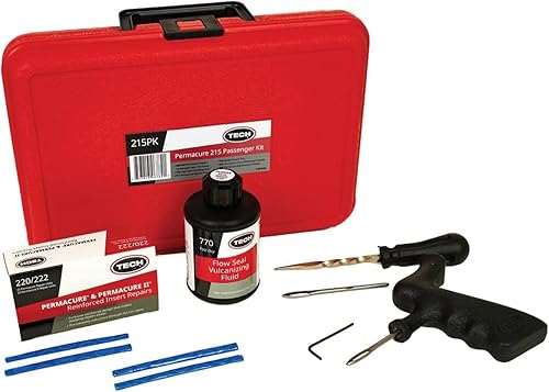 TECH Permacure - Kit de tapones para neumáticos de pasajeros, el kit de reparación de neumáticos planos ideal para automóviles de pasajeros,
