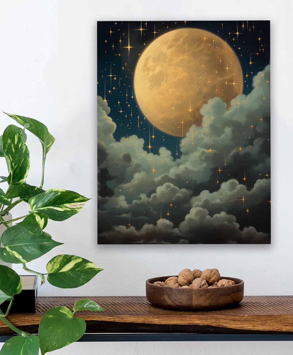 Amazon.com: Magic Moon Vintage Painting - Celestial Sky - 18x24