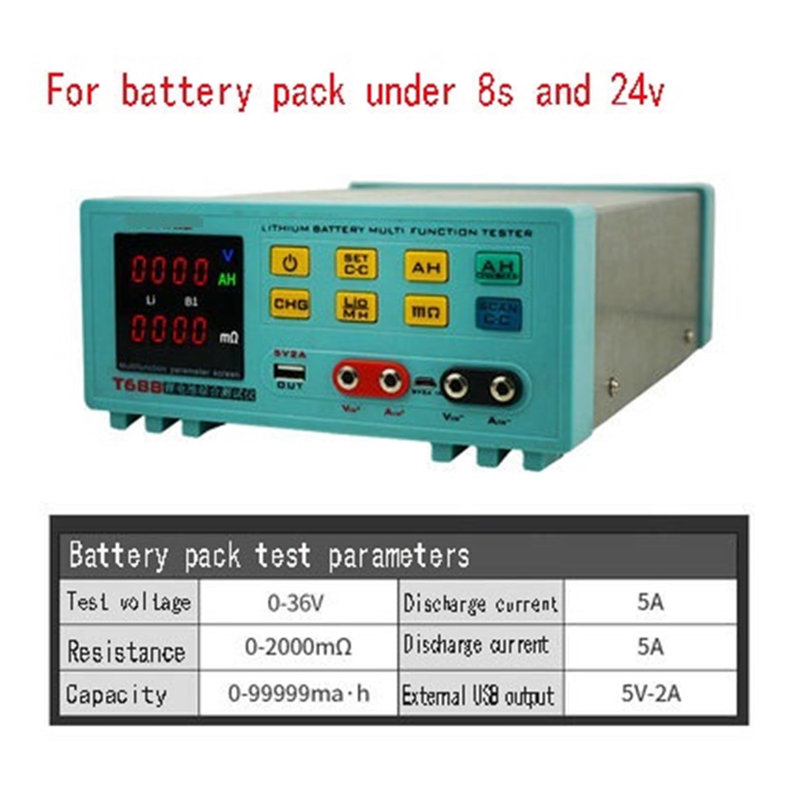 Tester Baterii, Pojemność Baterii Litowej T688 Starzejący Się Przyrząd Rozładowujący Elektroniczny Tester Rezystancji Wewnętrznej Przyrządu Obciążeniowego(36V)