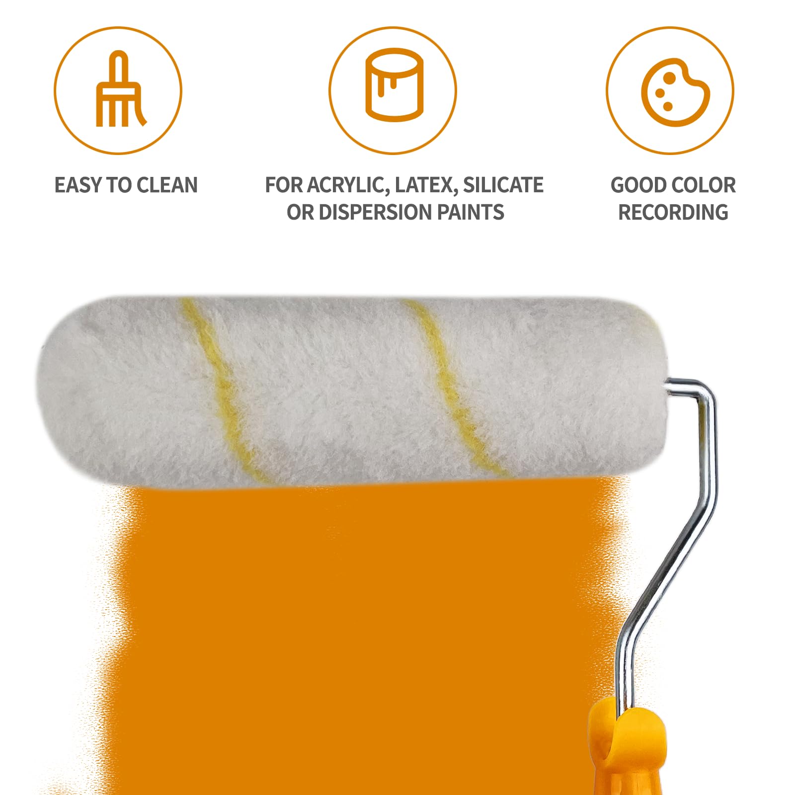 Rullo per Pittura Set di 9, 7 Pollici Vassoio per Pittura, 2 Rulli per Pittura da(16.5cm) e 2 Rulli per Pittura da(10.5 cm), 2 Manico, Bastoncino Mescolare Vernice per Parete, Familiare