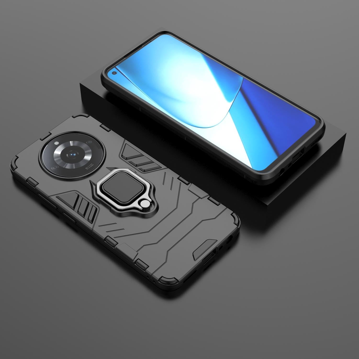 YKNIUFLY Custodia per Realme 11 5G Cover, Hard PC + TPU Morbido, Staffa Invisibile, Anti-Caduta, Cover Protection per Realme 11 5G.(Blu