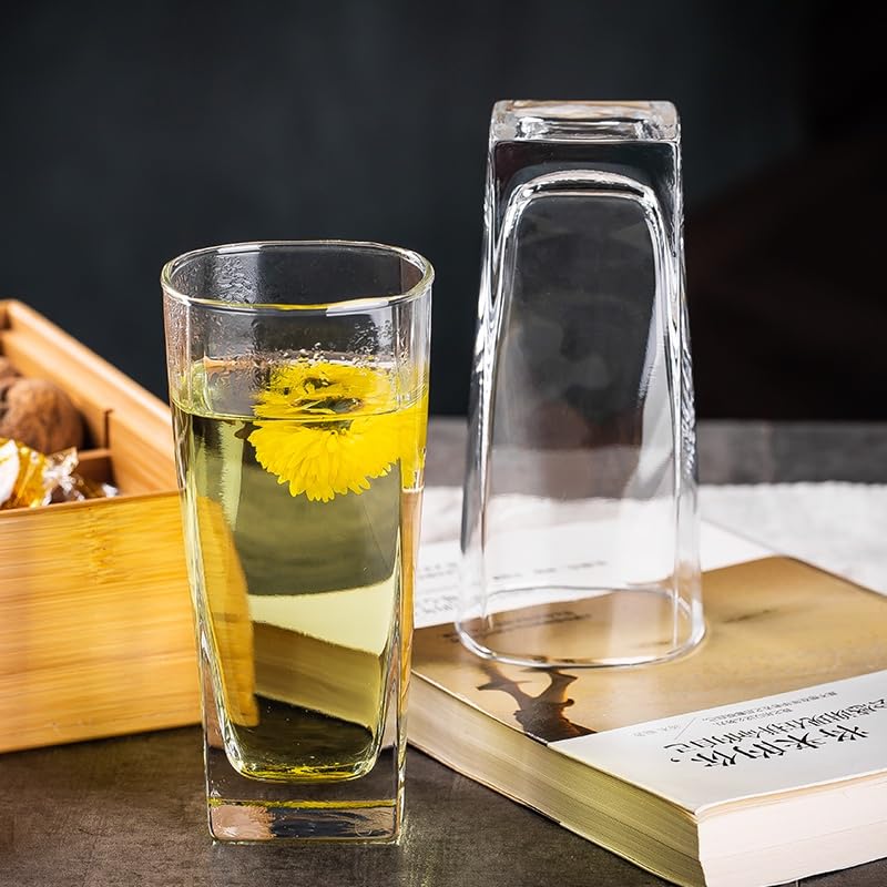 Image of WRINGO 350 ML Water Glasses Transparent Long Glass | Highball Glasses | Juice Glass | Plaza Tumbler Set of (6) (WR-04)