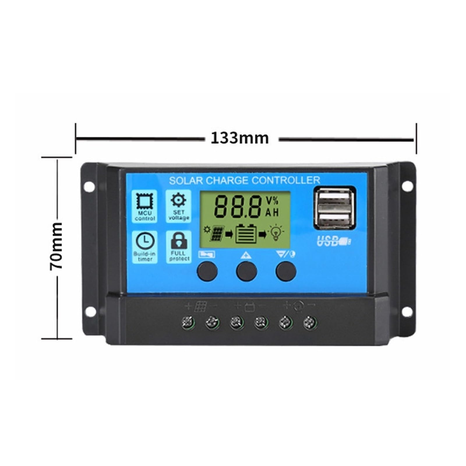 Controlador Solar PWM 60A 50A 40A 30A 20A 10A Controlador De Carga Y Descarga 12V 24V Regulador Solar LCD Automático Con USB Dual 5V Fácil Eficaz(60A)