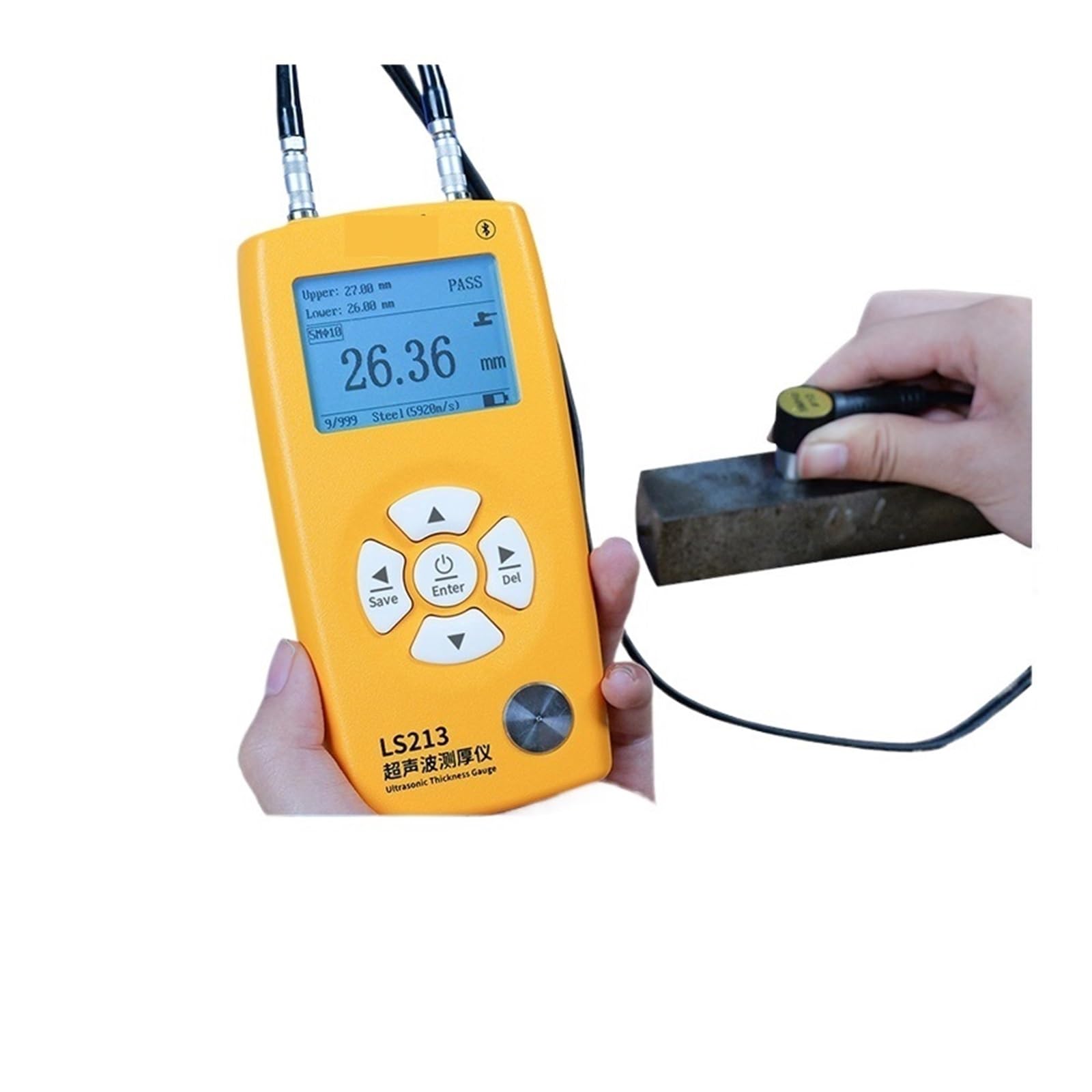 CVFRDD Ultrasonic Thickness Gauge Steel, Metals, Plastic, Glass, PVC, Pipes Thickness Gauge Meter LS211 Range 600mm Bluetooth APP(LS213)