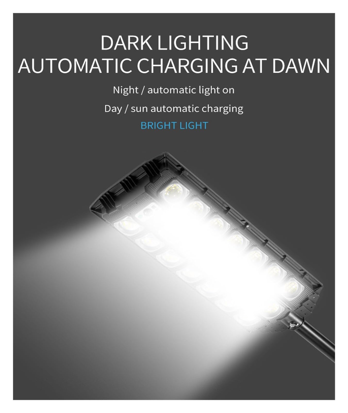 Zewnętrzna lampa solarna, 1000000 lumenów 713 lampa LED Solar Street Light Oświetlenie zewnętrzne Ścieżka ogrodowa Yard IP65 Wodoodporne światła zdalnie sterowane(208 LED 3000mAh)