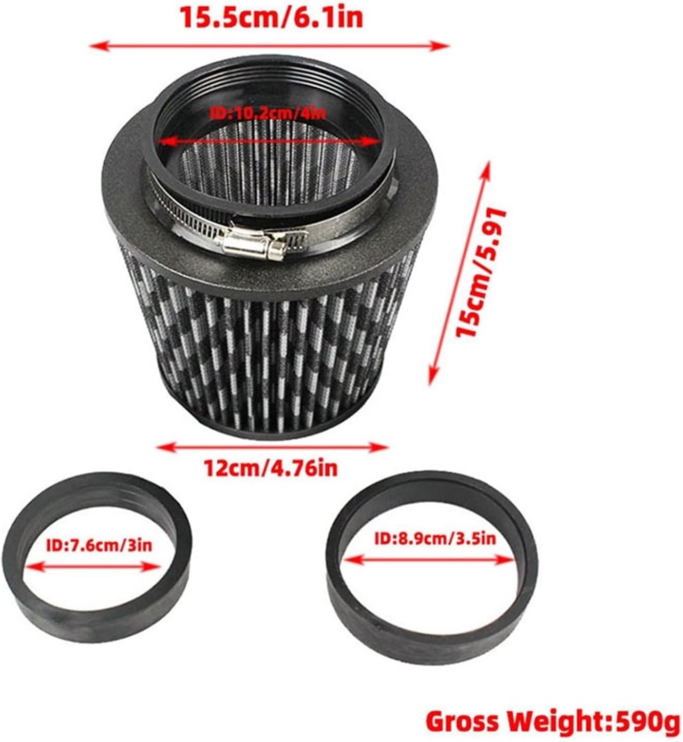 Universal Sport Air Filter 76mm 89mm 102mm Racing High Flow JDM(Blue)