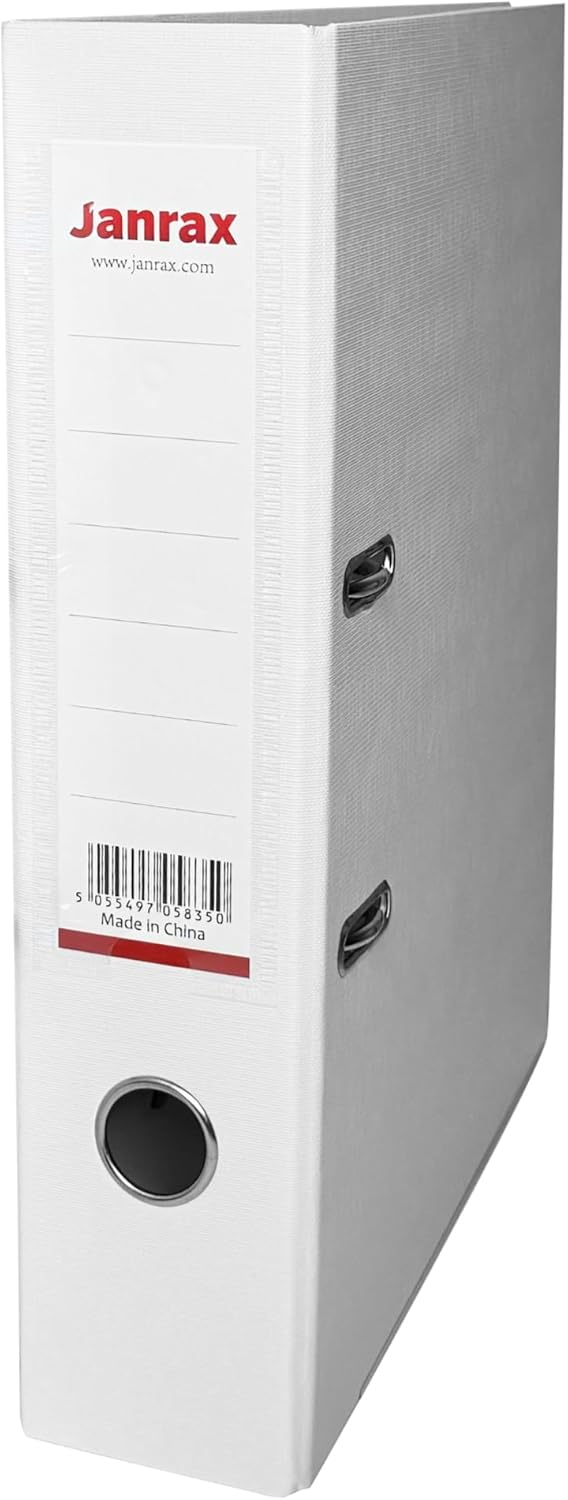 A4 White Paperbacked Lever Arch File by Janrax