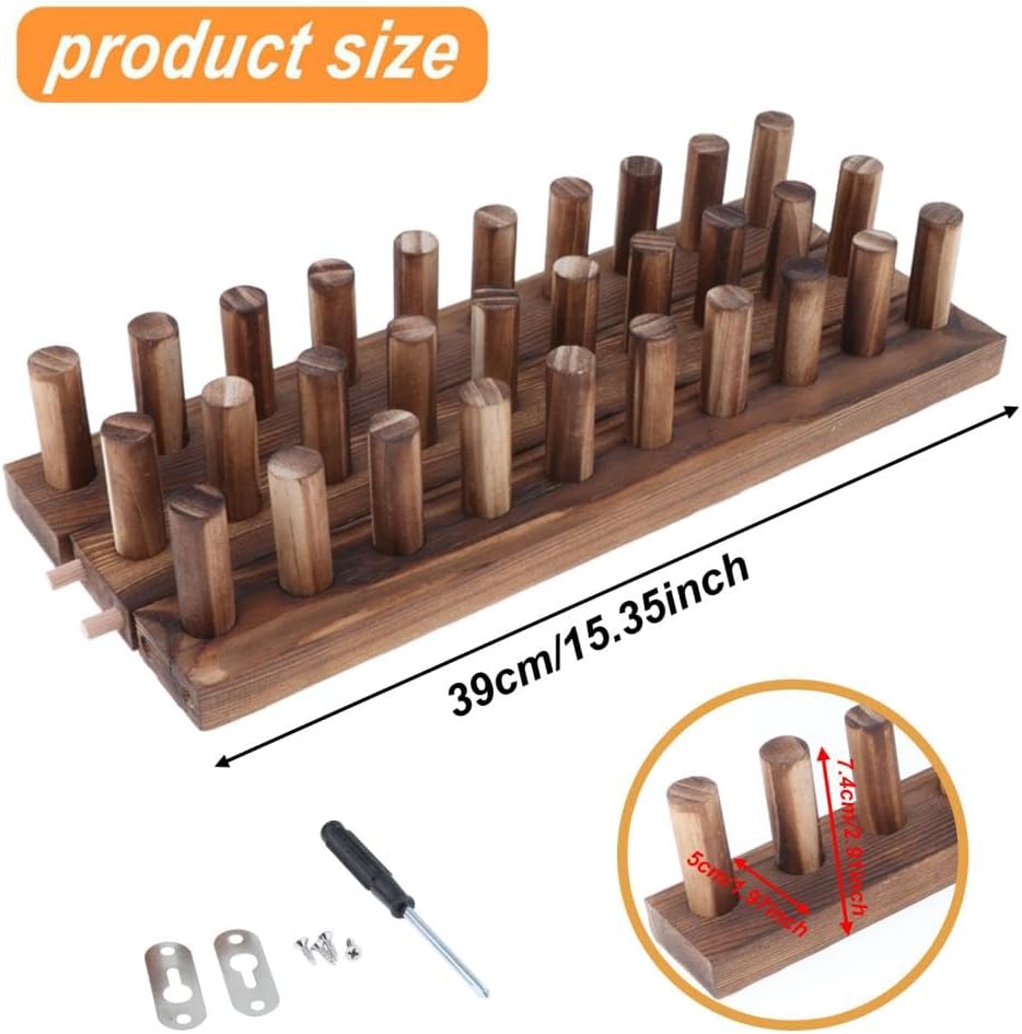 SM SunniMix Wooden Loom Frame for DIY Throw Blankets Beginner Friendly Chunky Knit Blanket Decor Adjustable Size Weaving Loom, 3 Sections Walnut Brown
