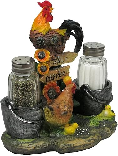 Miniatura 2 de Gallo y familia Salière et poivrière Figurine pour décoration & Ferme rustique decor poule et poussins de cuisine poulet & Gifts Sculpture en faveur