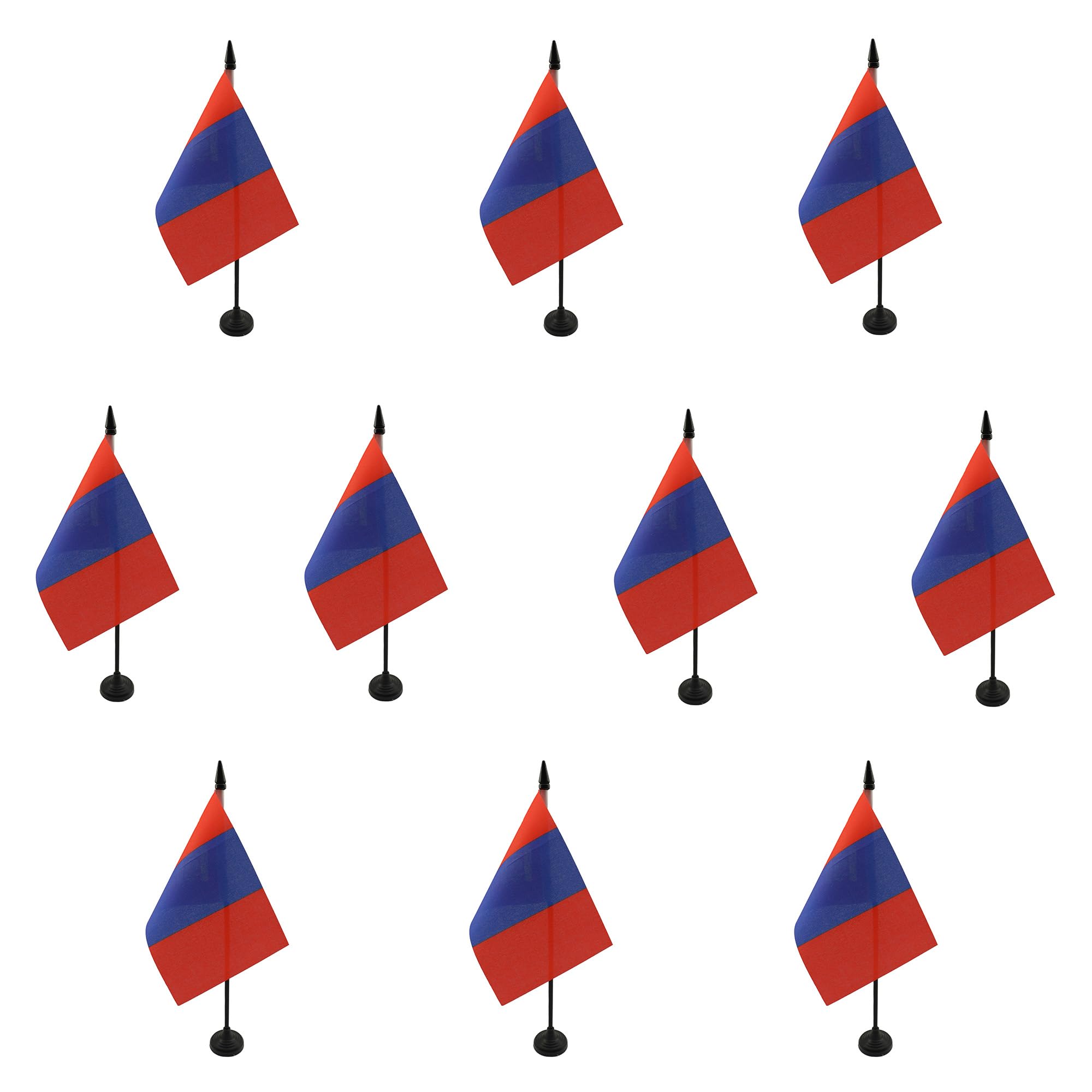 AZ FLAG - Set of 10 Mongolia Table Flag 4'' x 6'' - 10 Small Mongolian Office Flags 100% Polyester 15 x 10 cm - Mini Desk Flag with 10'' Pole and Black Plastic Base