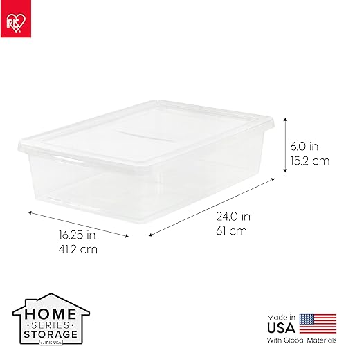 Miniatura 3 de IRIS USA - Contenedor de almacenamiento de plástico de 28 cuartos con tapa de pestillo caja de zapatos apilable apilable organizador de armario
