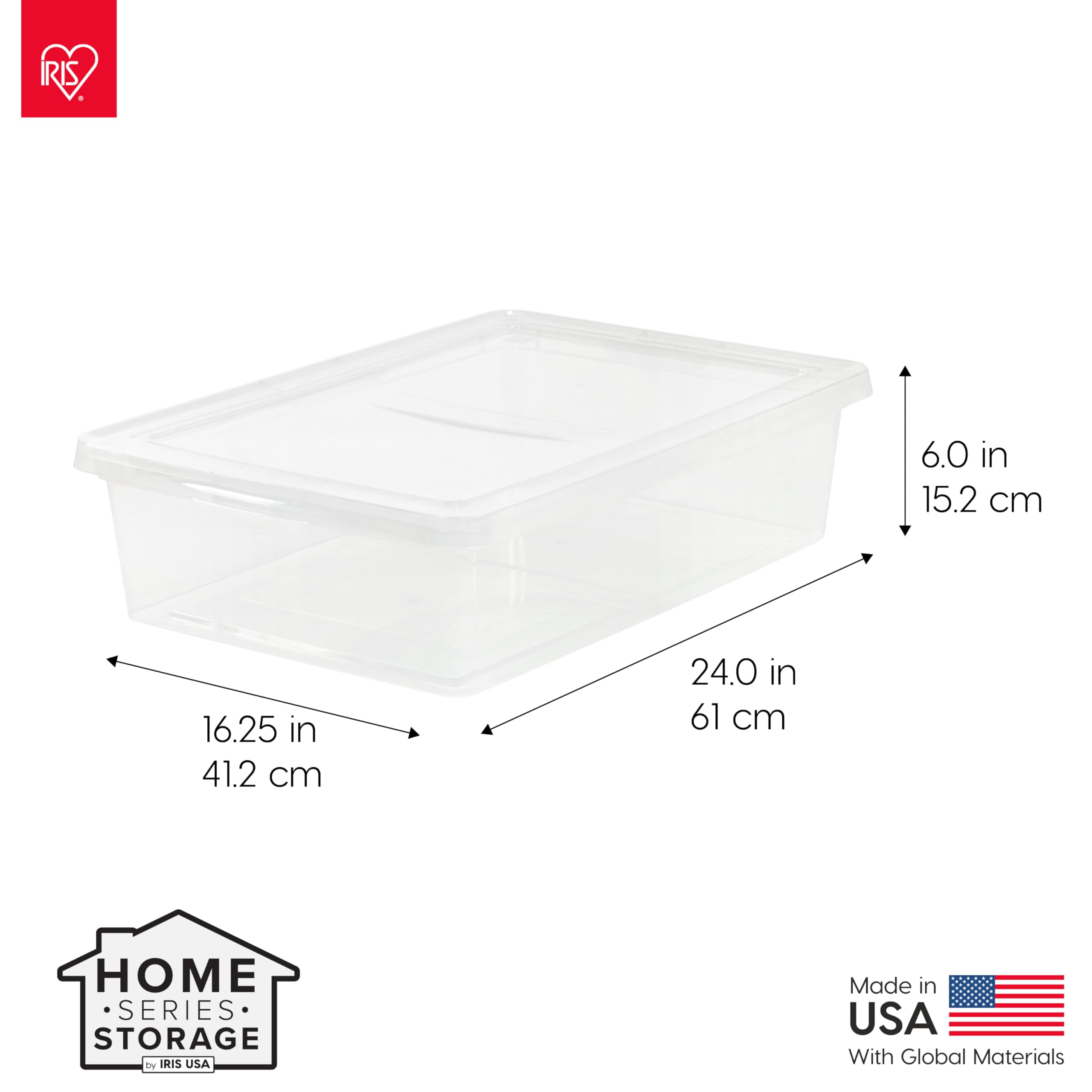 IRIS USA 28 Qt przezroczyste pudełko do przechowywania, bez BPA, plastikowy pojemnik do układania w stos z pokrywką, pojemniki do organizowania półek w szafie, ubrania, koce, ręczniki, organizacja w