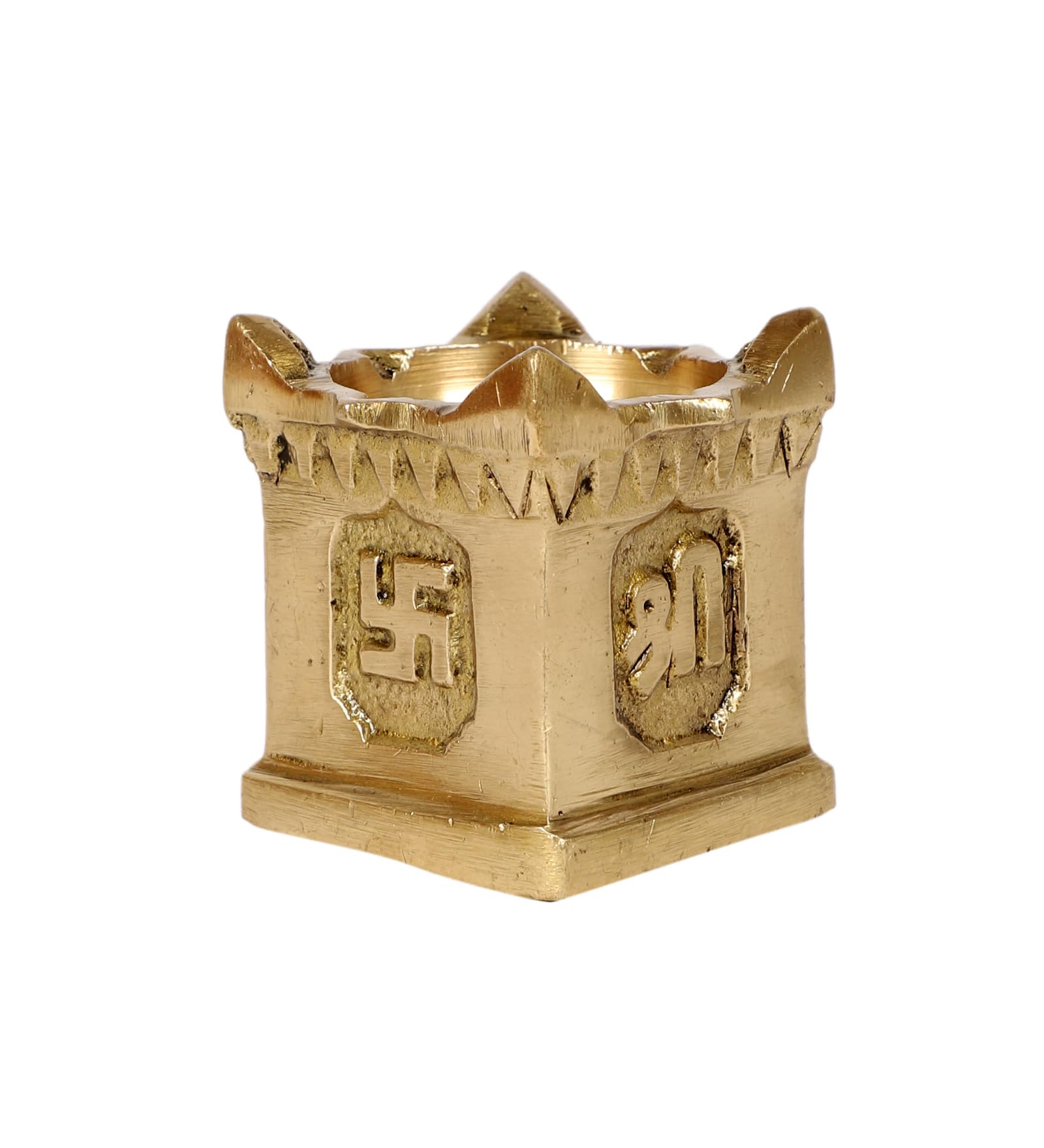 Two Moustaches Small Tulsi Kyara Pot 2 Inches, Brass Tulsi Pot, Brass Tulsi Diya, Tulsi Deepam, Tulasi Kota for Home, Tulsi Planter, Diyas for Home Temple, Pooja Diya, 2 Inches, Pack of 1