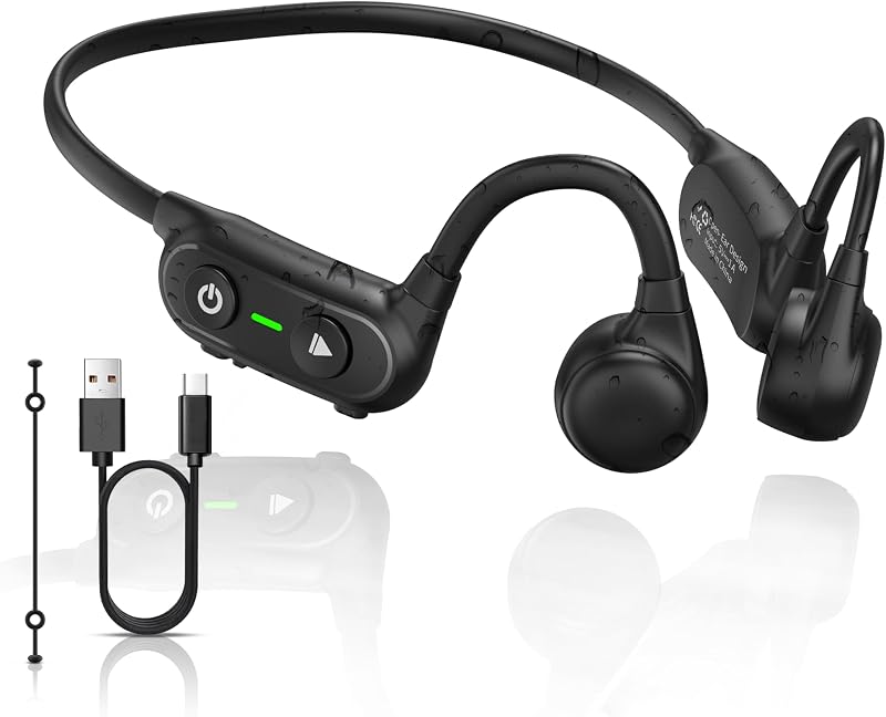 Bone Conduction Headphones Bluetooth 5.3, Wireless Open Ear Earphones, IPX5 Waterproof, Premium Sound, 10H Playtime Sports Headset, Suitable for Running, Cycling and Workouts