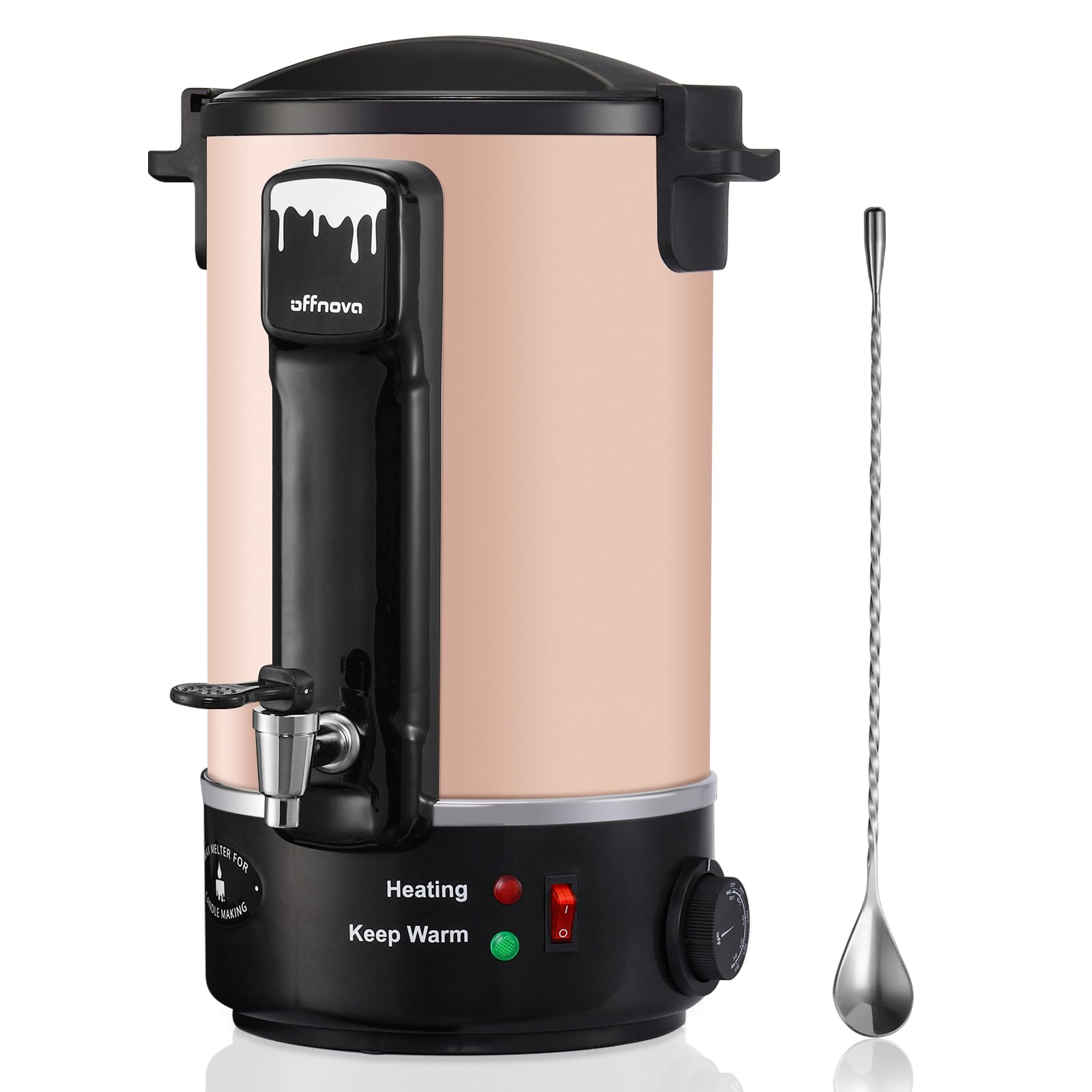 OFFNOVA Wax Melter for Candle Making, 6L Large Wax Melting Pot with Heating Core Spout & Digital Display, Ideal for Business or Craft (Pink)