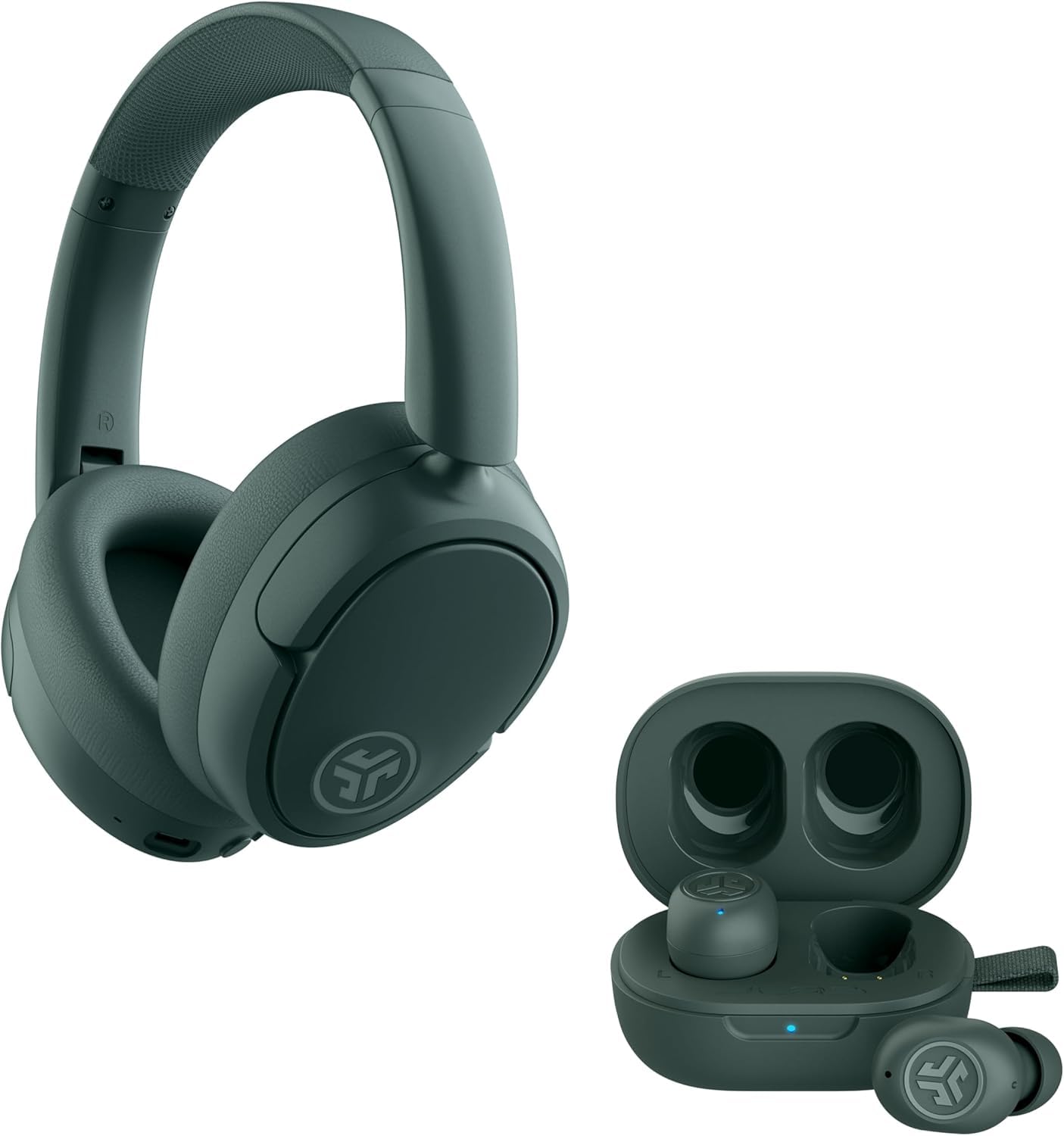 JLab Sage Audio Bundle: JBuds Lux ANC Wireless Premium Over-Ear Bluetooth Headset with Hybrid Active Noise Cancelling Plus JBuds Mini True Wireless