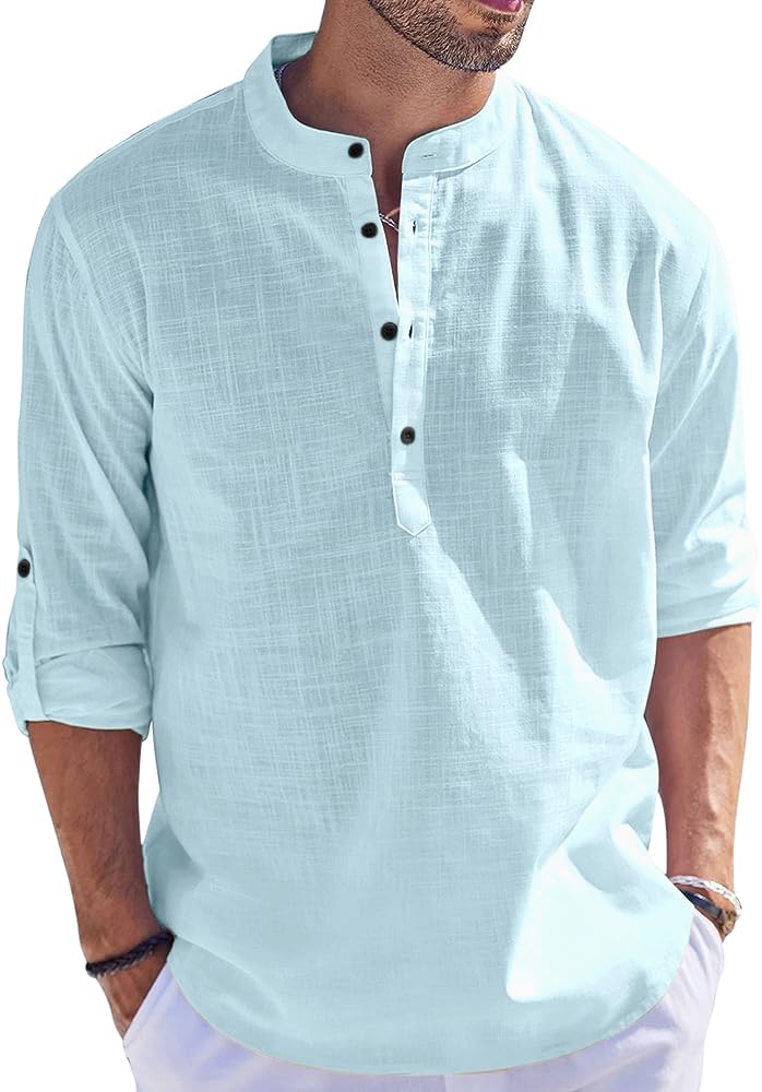 bellstone Men's Cotton Blend Solid Regular Fit Kurta (KURTA1500_Single_Aqua_M-picture-13