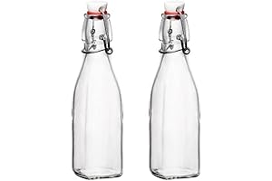 Bormioli Rocco - Set of 2 Square Glass Bottles with Swing Top...