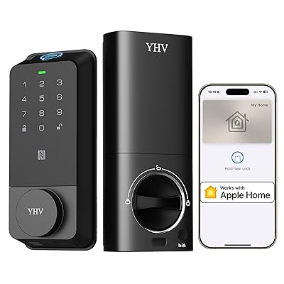 Keyless Entry Door Lock, Fingerprint Smart Lock with Apple Home Safety Deadbolt Supports Apple Homekit with Code, Built-in Wi-Fi, App Remote Control, Touchscreen Keypad for Front Door, Bedrooms