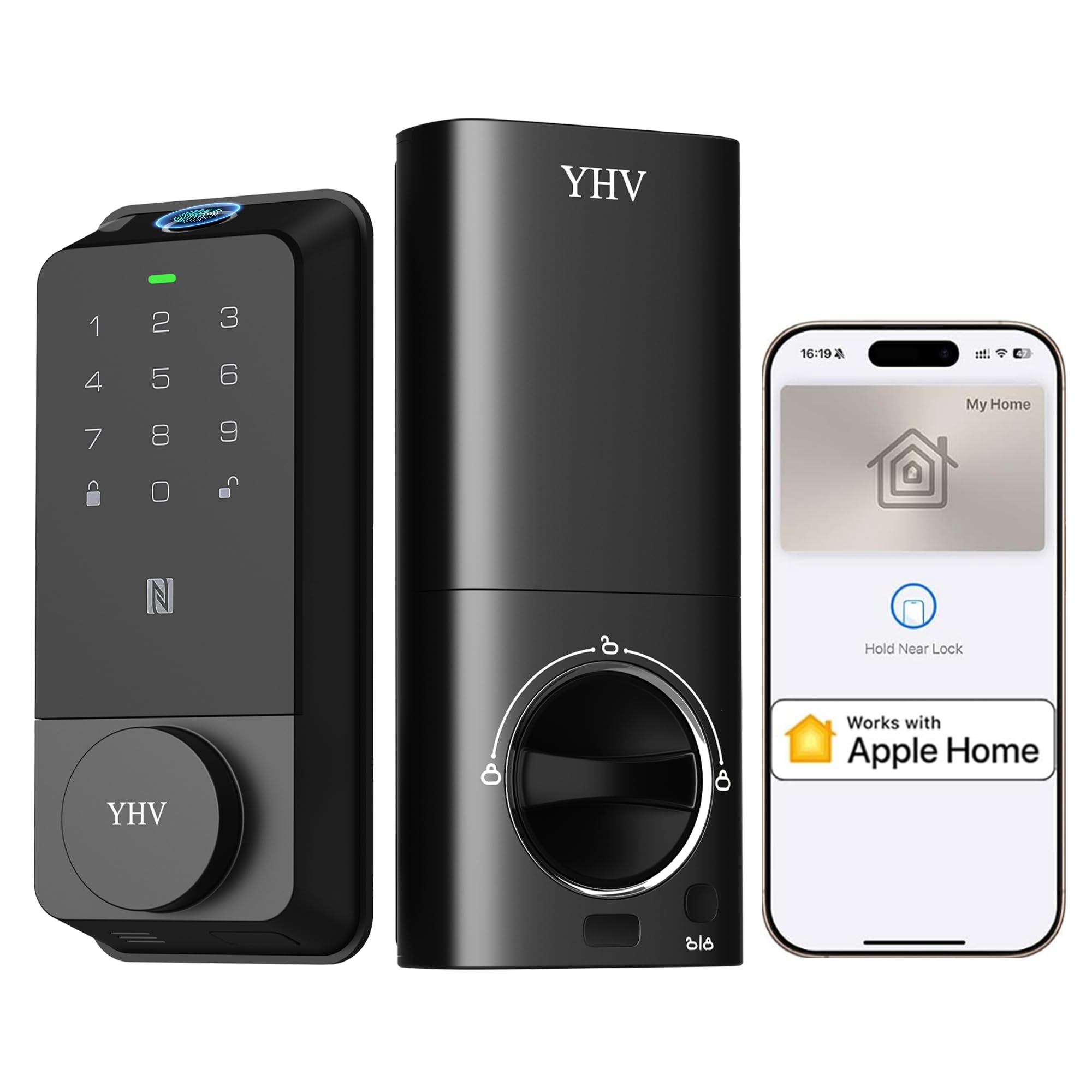Inteligentny zamek do drzwi z ekosystemem Apple Home, czytnik linii papilarnych, bezkluczykowy, blokada drzwi wejściowych, zasuwa z kodem, wbudowane Wi-Fi, IP65, obsługuje Apple Homekit, Alexa, Google