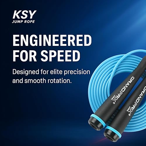 Miniatura 6 de Cuerda de salto de velocidad para hombres y mujeres (serie Grand Prix Speed) Cuerda de saltar de PVC ajustable para entrenamientos de fitness