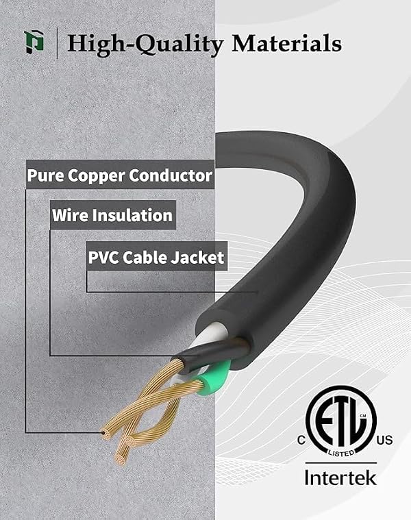 10 ft Outdoor Extension Cord with 3-Outlets, 16 Gauge Black Extension Cord Waterproof, 13A 16AWG 1625W SJTW, ETL Listed- Great for Garage, Garden and Home by PLUGTUL - Used condition - CA$16.92