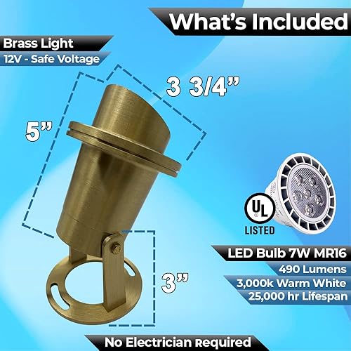 Miniatura 29 de Waterproof Brass Underwater Light Fixture for Patio, Pond, Fountain, Waterfall - 2 Pack