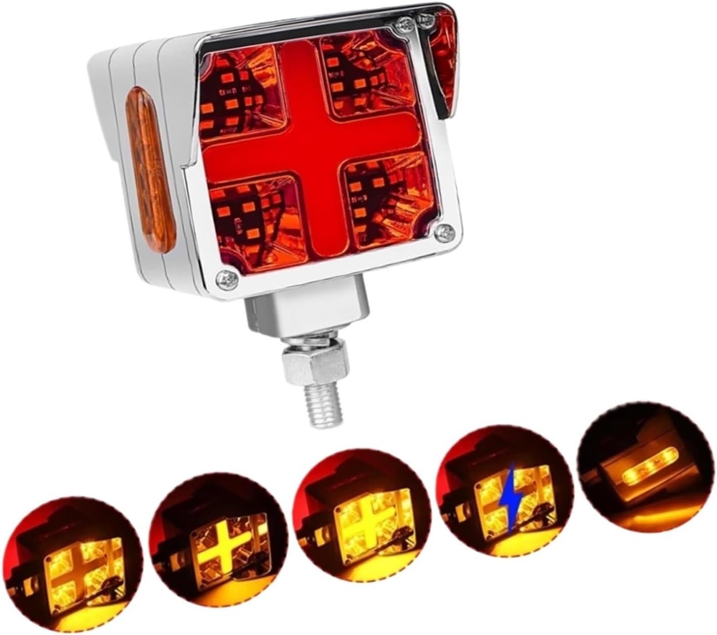 For Peterbilt for Kenworth for Freightliner for Truck 3 Inch Red Amber Square Double Face Pedestal for Fender Stop Turn Tail Lights(2pcs Left Right)