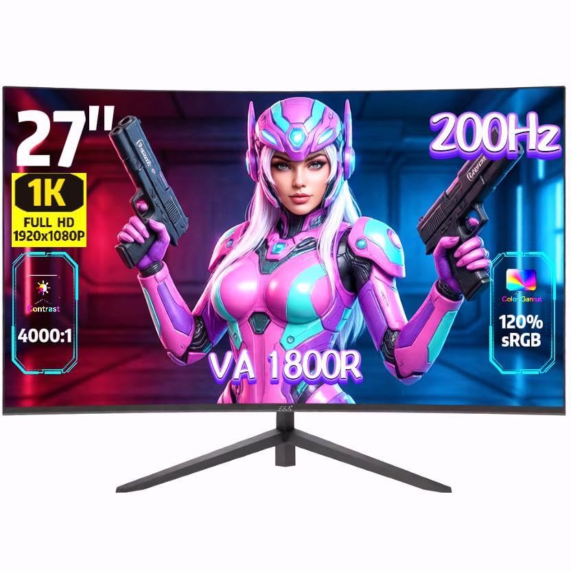 moniter3ds② Amazon.com: ZZA 27 Inch Curved Gaming Monitor 200Hz 180Hz 165Hz
