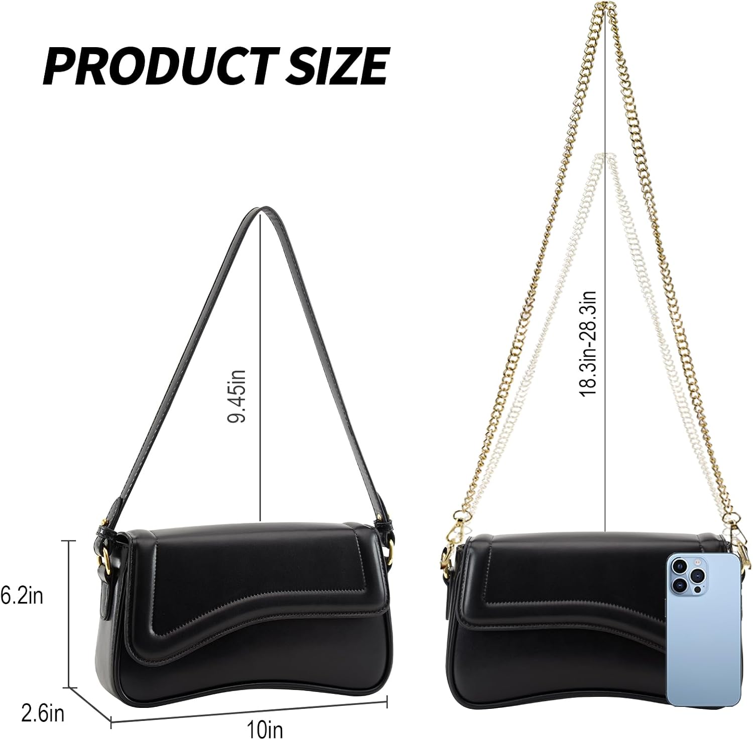 Shoulder Bag for Women Purse Leather Hobo Handbags Clutch Saddle Bags Trendy Underarm Bag with 2 Removable Strap