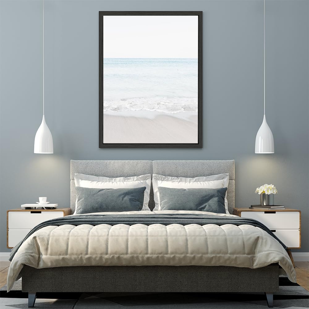 VERRE ART Printed Framed Canvas Painting for Home Decor Office Wall Studio Wall Living Room Decoration (45x60inch Black Floater) - Coastal Bunker Bay