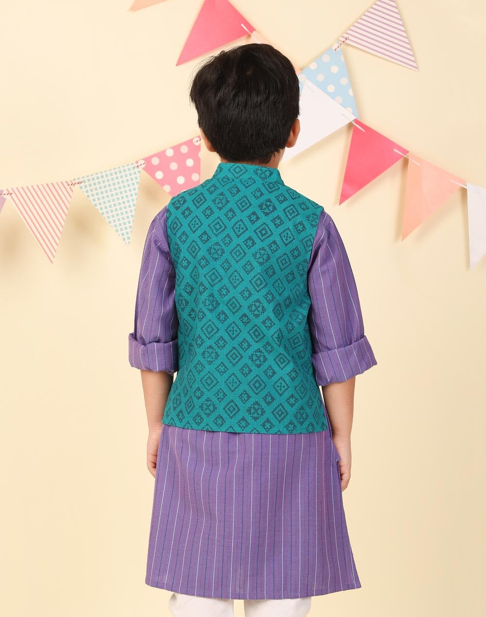Fabindia Teal Cotton Hand Block Printed Jacket 2