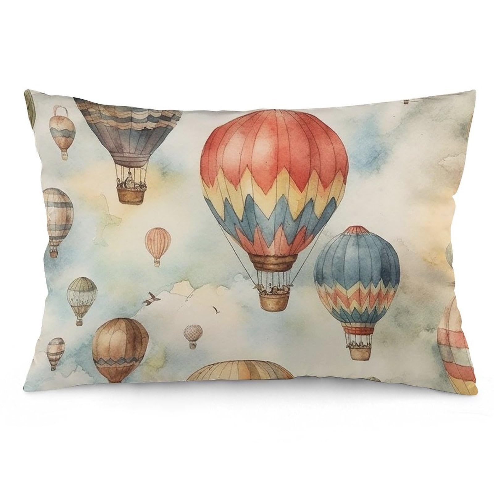 NTVOWPZO 2 Pack Decoration Throw Pillow Covers 12 "x20 Pillowcases Covers Watercolor Hot Air Balloon Pillowcases Modern Farmhouse Home Decor Sofa Cushions Covers for Couch Bed Living Room