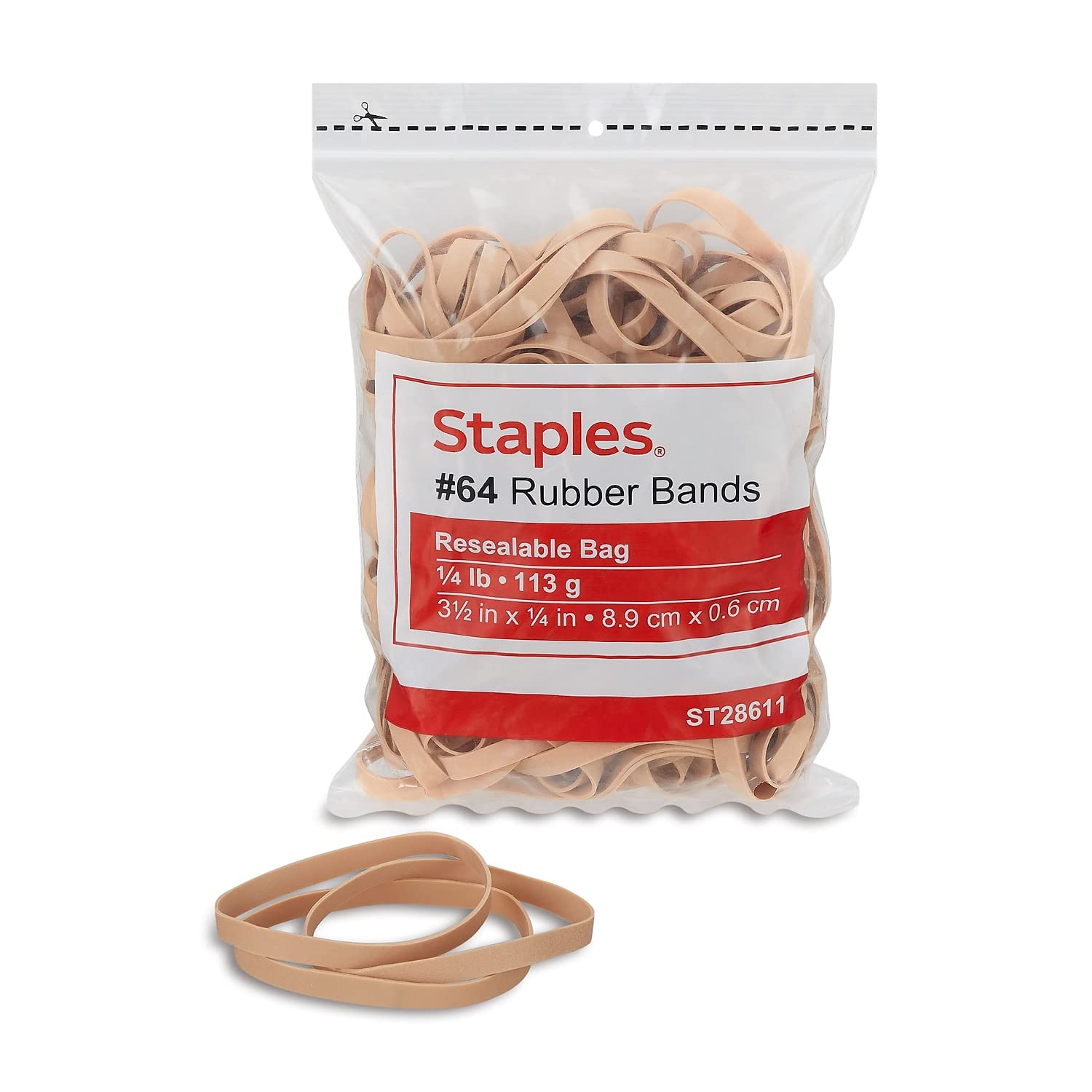 Staples Rubber Bands, Size #64, 1/4 lb. Bag – Economy Bands for Office, Shipping & Daily Bundling