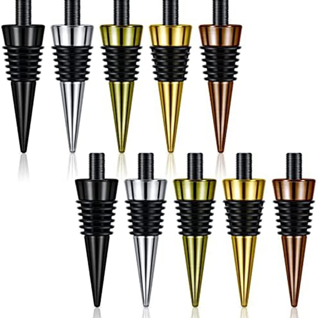 Stuurvnee 10 Pieces Stopper with Threaded Post Metal Wine Stopper Inserts Set Hardware for Wood Turning DIY Project