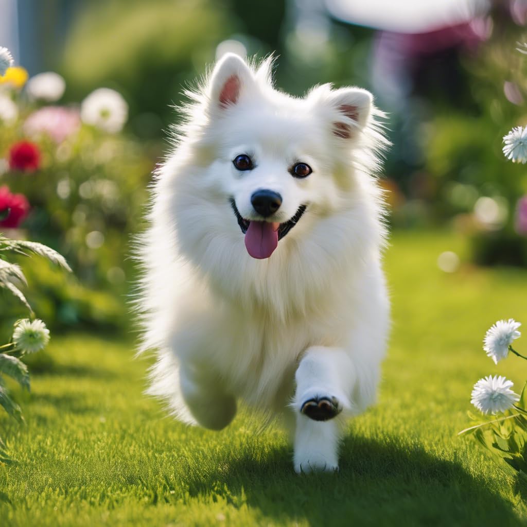 1000 Pieces Wooden Jigsaw Puzzle American Eskimo Dog in The Garden Wooden Jigsaw Puzzles Challenging Educational Fun Interactive Toys for Family