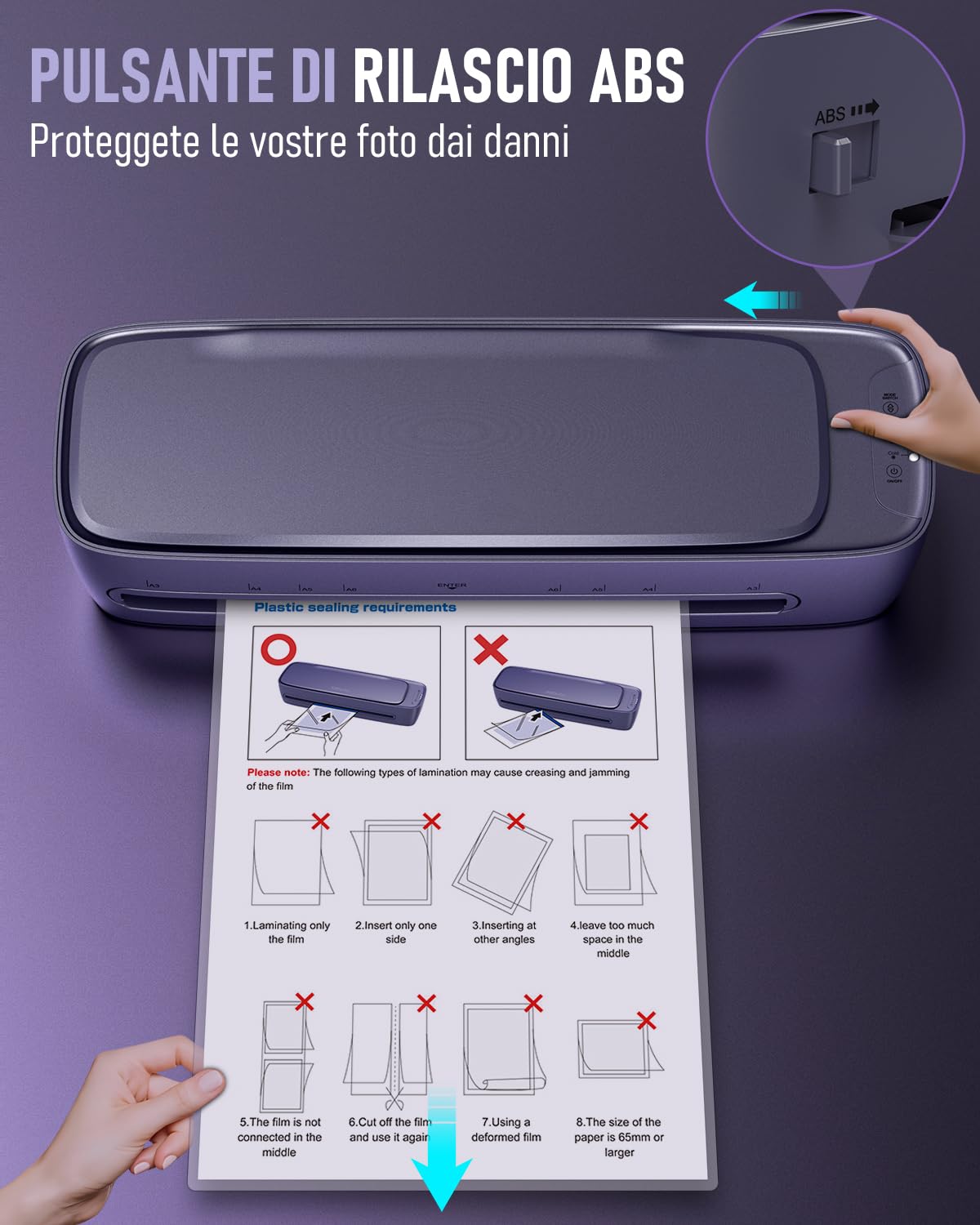 Plastificatrice A3 con 30 Foglio di Laminazione, Caldo e Freddo Plastificatore per A3 A4 A5 A6, 9 in 1 Macchina Plastificatrice con Taglierina e Arrotondatore per Scuola, Ufficio, Casa
