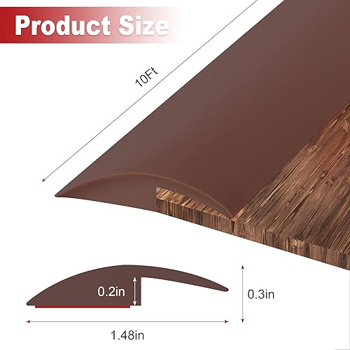 Miniatura 2 de Tira de transición de piso de alfombra de 10 pies, tira autoadhesiva para bordes de piso, cubierta de umbral de PVC para puerta, tira divisora de